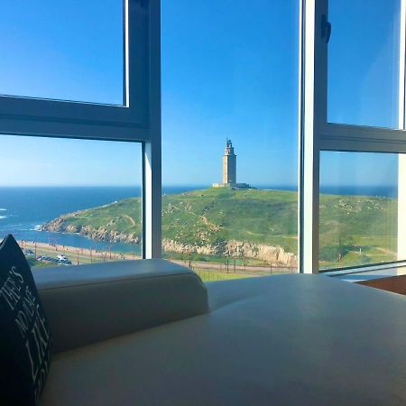 Parking, Vistas Al Mar Y Tres Habitaciones ア・コルーニャ エクステリア 写真