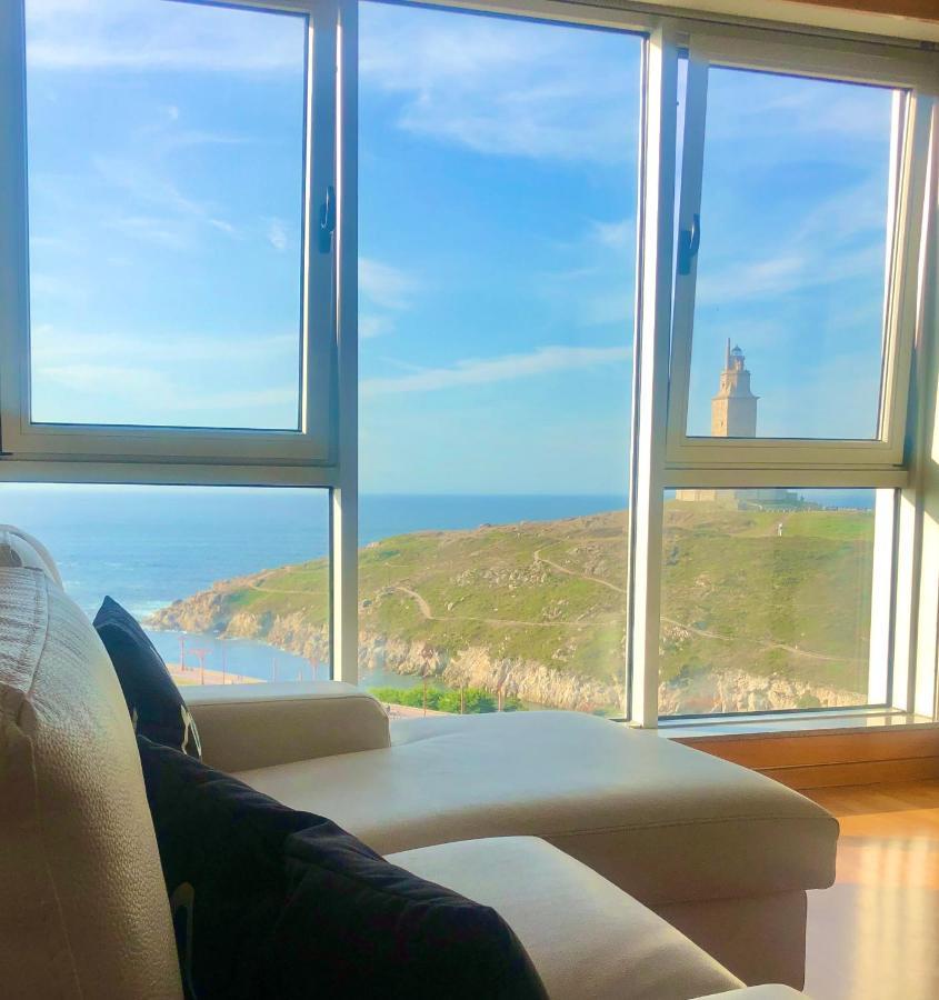Parking, Vistas Al Mar Y Tres Habitaciones ア・コルーニャ エクステリア 写真